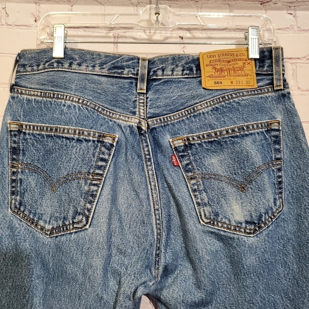 Levis by 3palms High Waisted Cropped Button Fly Cuffed - Picture 6 of 9